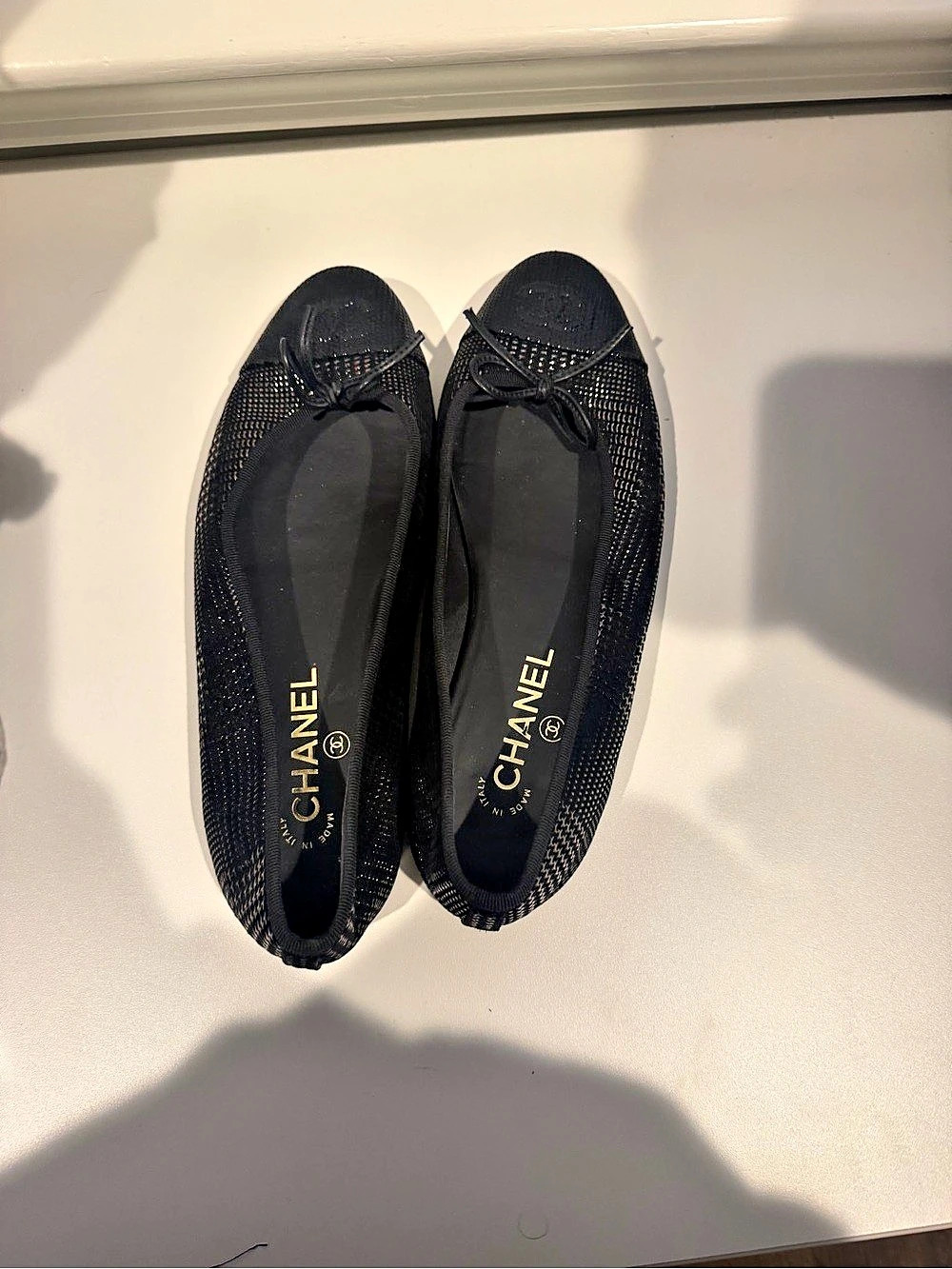 Chanel CC Cap Toe Ballerina Flats Black